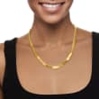 6mm Italian 18kt Gold Over Sterling Herringbone Necklace 18-inch
