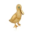 C. 1960 Vintage 18kt Yellow Gold Duck Pin with Emerald Accent