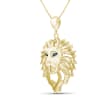 18kt Yellow Gold Over Sterling Silver Lion Head Pendant Necklace with Multicolored Diamond Accents