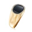 C. 1980 Vintage Men's Onyx and .40 ct. t.w. Diamond Ring in 14kt Yellow Gold