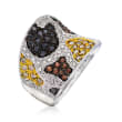 C. 2000 Vintage 1.56 ct. t.w. Multicolored Diamond Animal Print Ring in 14kt White Gold
