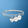 Italian Sterling Silver Jewelry Set: Three Connected Inspirational Bangle Bracelets