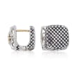 Andrea Candela Sterling Silver and 18kt Yellow Gold Square Huggie Hoop Earrings with Diamond Accents