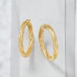 Italian 14kt Yellow Gold Twisted Hoop Earrings