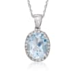 1.50 Carat Aquamarine Pendant Necklace with Diamond Accents in 14kt White Gold