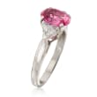 C. 1990 Vintage 2.45 Carat Pink Sapphire and .50 ct. t.w. Diamond Ring in Platinum