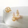 11.5-12mm Golden Cultured South Sea Pearl and .36 ct. t.w. Diamond Drop Earrings in 18kt Yellow Gold