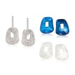 Mattioli &quot;Puzzle&quot; 18kt White Gold Earrings with Three Interchangeable Drops: 1.78 ct. t.w. Diamond and Multicolored Mother-Of-Pearl
