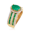 2.30 ct. t.w. Emerald and .70 ct. t.w. White Zircon Ring in 18kt Gold Over Sterling