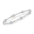 1.85 ct. t.w. Aquamarine Station Bracelet With Diamond Accents in 14kt White Gold