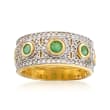 .90 ct. t.w. White Zircon and .70 ct. t.w. Emerald Ring in Two-Tone Sterling Silver