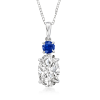 2.00 Carat Lab-Grown Diamond Pendant Necklace with .30 Carat Sapphire in 14kt White Gold