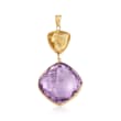 25.00 Carat Amethyst and 3.00 Carat Citrine Pendant in 14kt Yellow Gold