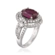 2.60 Carat Ruby and .90 ct. t.w. Diamond Ring in 18kt White Gold