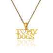 14kt Yellow Gold I Heart My Dogs Pendant Necklace
