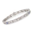 C. 1980 Vintage .30 ct. t.w. Sapphire Filigree Bracelet With Diamond Accent in 14kt White Gold