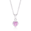 Child's .40 Carat Pink CZ Heart Pendant Necklace in Sterling Silver