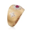 .10 Carat Ruby and Diamond-Accented Ring in 14kt Yellow Gold
