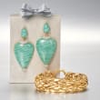 Amazonite and .30 ct. t.w. White Topaz Drop Earrings in 18kt Gold Over Sterling