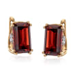 5.25 ct. t.w. Garnet Earrings with Diamond Accents in 14kt Yellow Gold