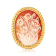 38x28mm Shell Cameo Flower Pin Pendant in 18kt Yellow Gold Over Sterling Silver