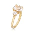 3.50 ct. t.w. CZ Three-Stone Ring in 18kt Yellow Gold Over Sterling Silver