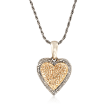 Sterling Silver and 14kt Gold Heart Pendant Necklace