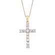 1.00 ct. t.w. Diamond Cross Necklace in 14kt Yellow Gold