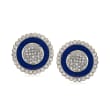 C. 1980 Vintage Lapis and 2.29 ct. t.w. Diamond Clip-On Earrings in 18kt Yellow Gold