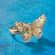 Italian 18kt Yellow Gold Diamond-Cut Butterfly Ring