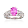 C. 2000 Vintage 3.17 Carat Pink Sapphire and .80 ct. t.w. Diamond Ring in Platinum