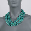 Turquoise Bead Statement Necklace with Sterling Silver