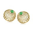 C. 1970 Vintage 3.50 ct. t.w. Emerald and .80 ct. t.w. Diamond Lattice Clip-On Earrings in 18kt Yellow Gold