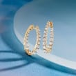 2.00 ct. t.w. Graduated Diamond Inside-Outside Hoop Earrings in 14kt Yellow Gold