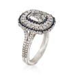 Henri Daussi 1.33 ct. t.w. Diamond and .34 ct. t.w. Sapphire Engagement Ring in 18kt White Gold