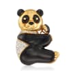C. 1980 Vintage Black Onyx and .40 ct. t.w. Diamond Panda Bear Pin Slide-Pendant Necklace in 14kt and 18kt Gold