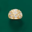 .50 ct. t.w. Baguette and Round Diamond Patterned Ring in 14kt Yellow Gold