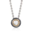 Andrea Candela 8mm Cultured Pearl Necklace in Sterling Silver and 18kt Gold