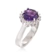 2.20 Carat Amethyst and .30 ct. t.w. White Topaz Halo Ring in Sterling Silver