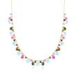 16.25 ct. t.w. Multicolored Tourmaline and 18.00 ct. t.w. Blue Topaz Bead Necklace in 14kt Yellow Gold
