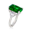 12.50 Carat Green CZ and 1.50 ct. t.w. CZ Ring in Sterling Silver