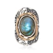 Labradorite Ring in 14kt Yellow Gold and Sterling Silver