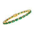 11.50 ct. t.w. Emerald and .45 ct. t.w. Diamond Tennis Bracelet in 18kt Yellow Gold
