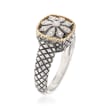 Andrea Candela Diamond Accent Floral Ring in 18kt Yellow Gold and Sterling Silver