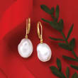 11-12mm Cultured Baroque Pearl Drop Earrings in 14kt Yellow Gold