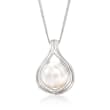 9.5-10mm Cultured Pearl Teardrop Pendant Necklace in Sterling Silver