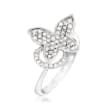 C. 1990 Vintage Piero Milano .37 ct. t.w. Diamond Butterfly Ring in 18kt White Gold