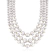4-9mm Gray Cultured Pearl Three-Strand Necklace with 14kt Yellow Gold