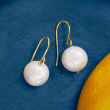11mm Cultured Pearl Drop Earrings in 14kt Yellow Gold