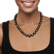 10-13mm Black Cultured Tahitian Pearl Necklace with 14kt White Gold 18-inch